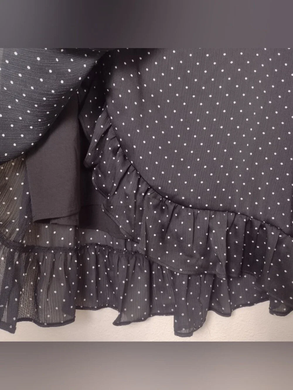Old Navy NWT Polkadot Crinkle-Crepe Faux Wrap Ruffle Knee Length Mini Skirt XL